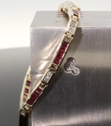 5.5ct Ruby & 0.64ct Diamond 14ct Gold Line Bracelet 19cm Long Val $15045