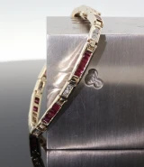 5.5ct Ruby & 0.64ct Diamond 14ct Gold Line Bracelet 19cm Long Val $15045