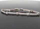 Vintage 2.88ct G Vs-Si Diamond Set 18K White Gold Bracelet 18cm Long Val $13295