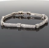 Vintage 2.88ct G Vs-Si Diamond Set 18K White Gold Bracelet 18cm Long Val $13295