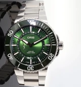 Auth. Oris Aquis Hangang Limited Ed 2000 Green Dial Automatic 300m Dive Watch