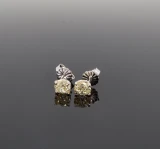 Vintage Fancy Yellow Vs 0.66cttw Oval Diamond Set 14K Stud Earrings Val $3980