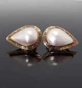 Vintage 19 x 12mm Pear Shape Mabe Pearl & 14ct Gold Earrings 7.6g Val $2800