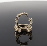 Vintage Pair 3mm Carre Cut Emerald Set 14K Gold Hoop Earrings Val $5385