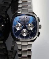 Auth. 2024 Panzera Classivo 43C Chronograph Steel Quartz Wristwatch in Box