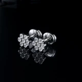 Auth. Tiffany & Co 0.64cttw G VVs Diamond Set Platinum Stud Flower Earrings