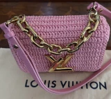 Auth. August 2022 Louis Vuitton Twist PM Shoulder Bag in Rose Raphia Ref M20579