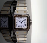 Vintage 80s-90s Cartier Santos Automatic 29mm 18k Gold & Steel Watch - Serviced