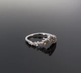 0.55cttw Diamond Contoured Sterling Silver Band / Ring Size M1/2 Val $1150