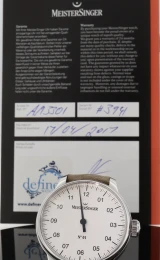 2017 MeisterSinger No 01 43mm Swiss Manual Wind Watch AM3301 with Papers