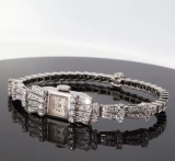 Vintage 40s Gubelin 18k White Gold 2.10ct Diamond Cocktail Wristwatch Val $19100