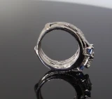 Vintage 14k White Gold Diamond & Sapphire Triple Bridal Ring Set sz L Val $9690