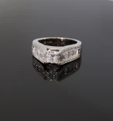 1.08cttw 14K Gold Princess Cut Diamond Ring & Diamond Set Shoulders Val $6755