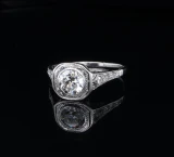 Antique 0.98cttw Old Cut Diamond 14ct White Gold Ring Size N Val $11490.