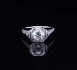 Antique 0.98cttw Old Cut Diamond 14ct White Gold Ring Size N Val $11490.