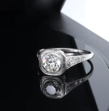 Antique 0.98cttw Old Cut Diamond 14ct White Gold Ring Size N Val $11490.