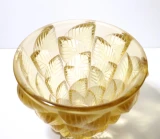 Rene Lalique "Moissac" No. 992 Art Deco Yellow Frosted Glass Vase - Signed