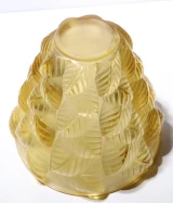 Rene Lalique "Moissac" No. 992 Art Deco Yellow Frosted Glass Vase - Signed