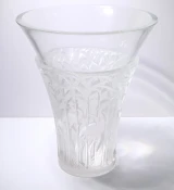 René Lalique "Ibis" Vase No. 1099 – Clear Frosted Art Deco Glass – c.1934