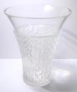 René Lalique "Ibis" Vase No. 1099 – Clear Frosted Art Deco Glass – c.1934