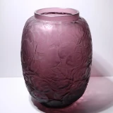 Stunning Rene Lalique "Monnaie du Pape" Amethyst Glass Vase No.879