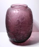Stunning Rene Lalique "Monnaie du Pape" Amethyst Glass Vase No.879
