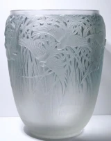 Rene Lalique “Aigrettes” Vase No. 988 Blue Patinated Frosted Glass c1931
