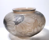 René Lalique "Dahlias" Vase No. 938 Grey Patinated Frosted Glass c.1923