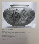 René Lalique "Dahlias" Vase No. 938 Grey Patinated Frosted Glass c.1923