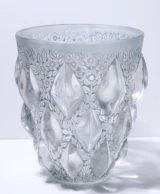 Rene Lalique "Rampillon" Vase No. 991 Frosted Grey Glass c.1927