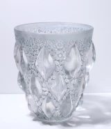 Rene Lalique "Rampillon" Vase No. 991 Frosted Grey Glass c.1927