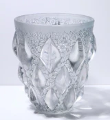 Rene Lalique "Rampillon" Vase No. 991 Frosted Grey Glass c.1927