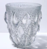 Rene Lalique "Rampillon" Vase No. 991 Frosted Grey Glass c.1927