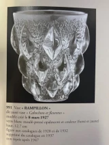 Rene Lalique "Rampillon" Vase No. 991 Frosted Grey Glass c.1927