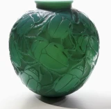 Important René Lalique Gros Scarabées 29cm Green Vase Ref No. 892 Designed 1923