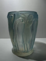 René Lalique Danaides Art Deco Opalescent Blue Vase Model No. 972 Designed 1926