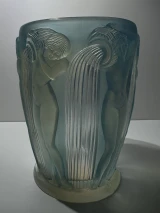René Lalique Danaides Art Deco Opalescent Blue Vase Model No. 972 Designed 1926