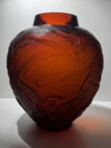 Authentic René Lalique Archers Cased Ruby Red Glass Vase No. 893 Circa 1921