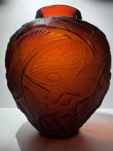 Authentic René Lalique Archers Cased Ruby Red Glass Vase No. 893 Circa 1921