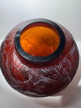 Authentic René Lalique Archers Cased Ruby Red Glass Vase No. 893 Circa 1921