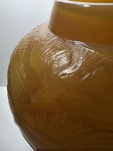 Authentic René Lalique Archers Cased Butterscotch Glass Vase No. 893 Circa 1921