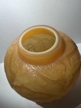 Authentic René Lalique Archers Cased Butterscotch Glass Vase No. 893 Circa 1921