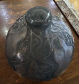René Lalique Courges Blue Grey Patina Vase, Model No. 900, Designed 1914