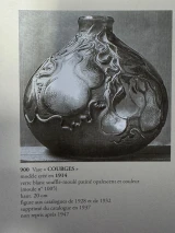 René Lalique Courges Blue Grey Patina Vase, Model No. 900, Designed 1914