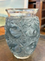 René Lalique Bagatelle Vase No. 10936 Blue Grey Patina Glass c1939 Signed France