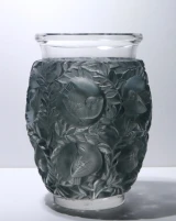 René Lalique Bagatelle Vase No. 10936 Blue Grey Patina Glass c1939 Signed France
