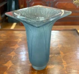 René Lalique "Lotus" Vase No. 945 Frosted Blue Glass c1920 Art Deco France