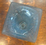 René Lalique "Lotus" Vase No. 945 Frosted Blue Glass c1920 Art Deco France