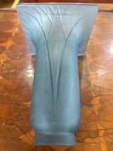 René Lalique "Lotus" Vase No. 945 Frosted Blue Glass c1920 Art Deco France
