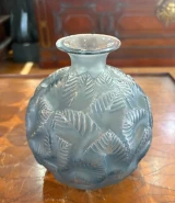 René Lalique "Ormeaux" Vase No. 984 Grey Blue Patinated Glass c1926